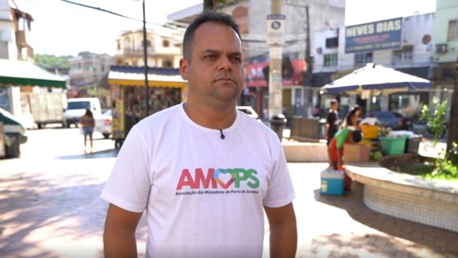 Jeferson Azevedo, líder comunitário de Porto de Santana (Foto/reprodução: TV Vitória)