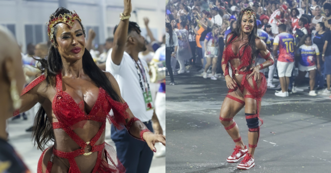 Gracyanne Barbosa no ensaio técnico da União da Ilha (Foto: Anderson Bordê/ AgNews)