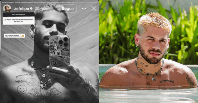 Cantor Zé Felipe posta foto nu nas redes sociais (Foto:Reprodução/Instagram @zefelipe)