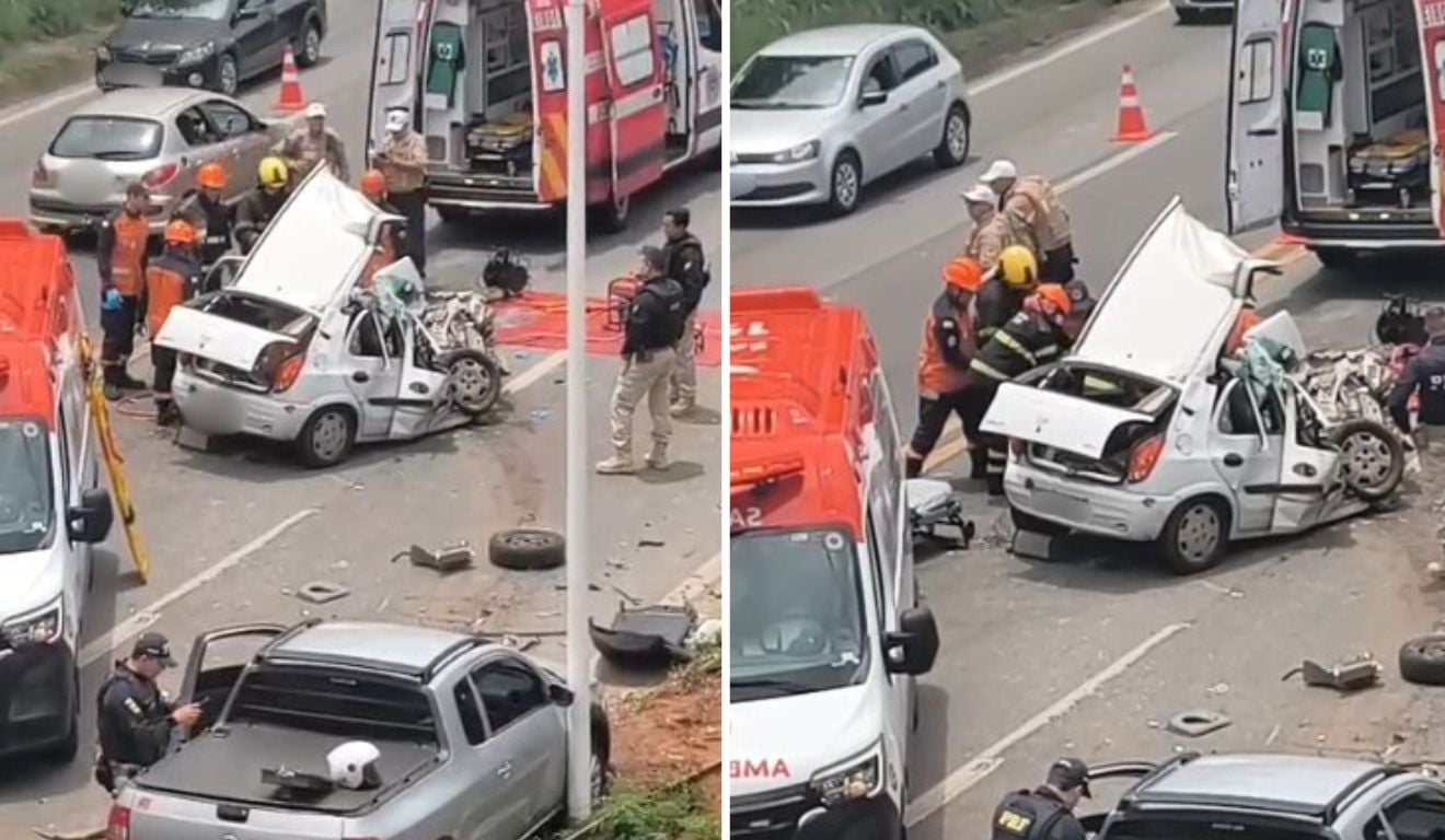 Acidente interdita parte da BR-101 na Serra (Foto: Reprodução / Vídeo)