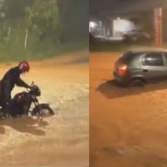 Alagamento p&oacute;s-chuva em I&uacute;na (Foto/reprodu&ccedil;&atilde;o: TV Vit&oacute;ria)