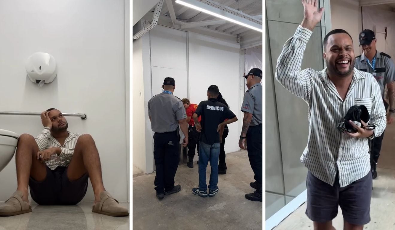Influencer fica preso no banheiro do Cais das Artes e diverte a web