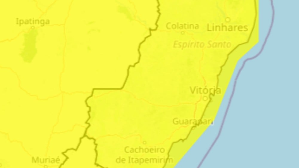 Alerta amarelo para todo o ES (Foto: Inmet)
