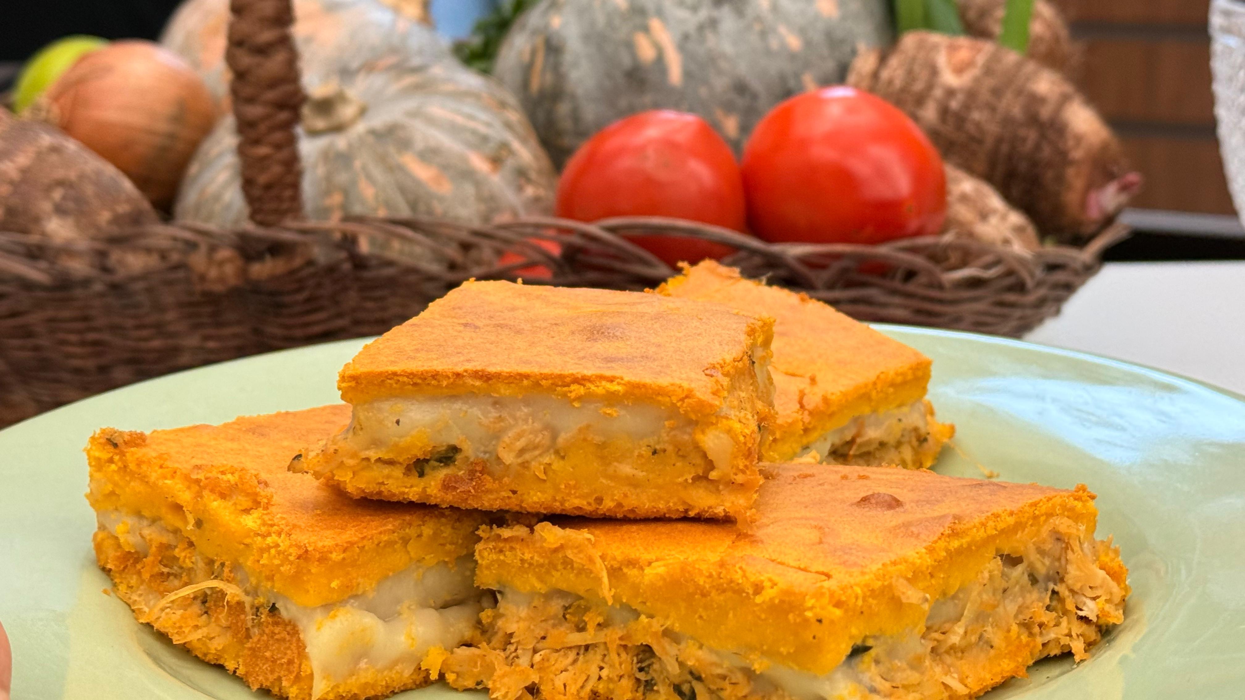 Torta de abóbora com frango e requeijão de inhame é opção nutritiva e cheia de sabor