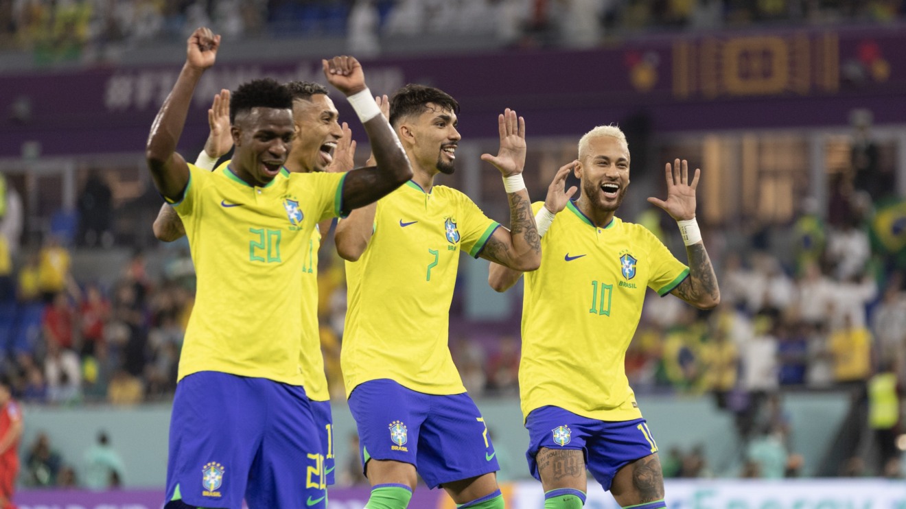 Brasil x Coreia pelas oitavas de final da Copa do Mundo do Catar. Vinicius Júnior, Paquetá e Neymar
Créditos: Lucas Figueiredo/CBF