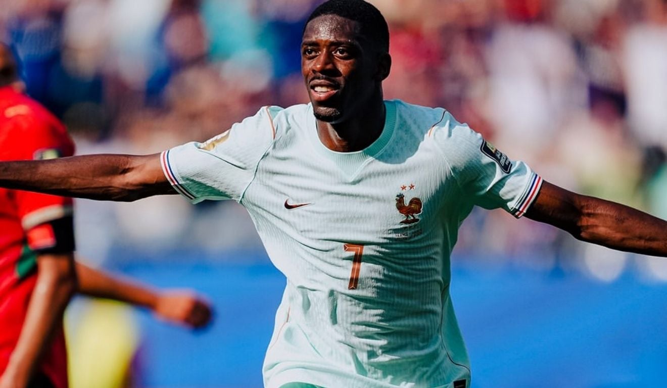 Ousama Dembelé em comemoração na Copa do Mundo