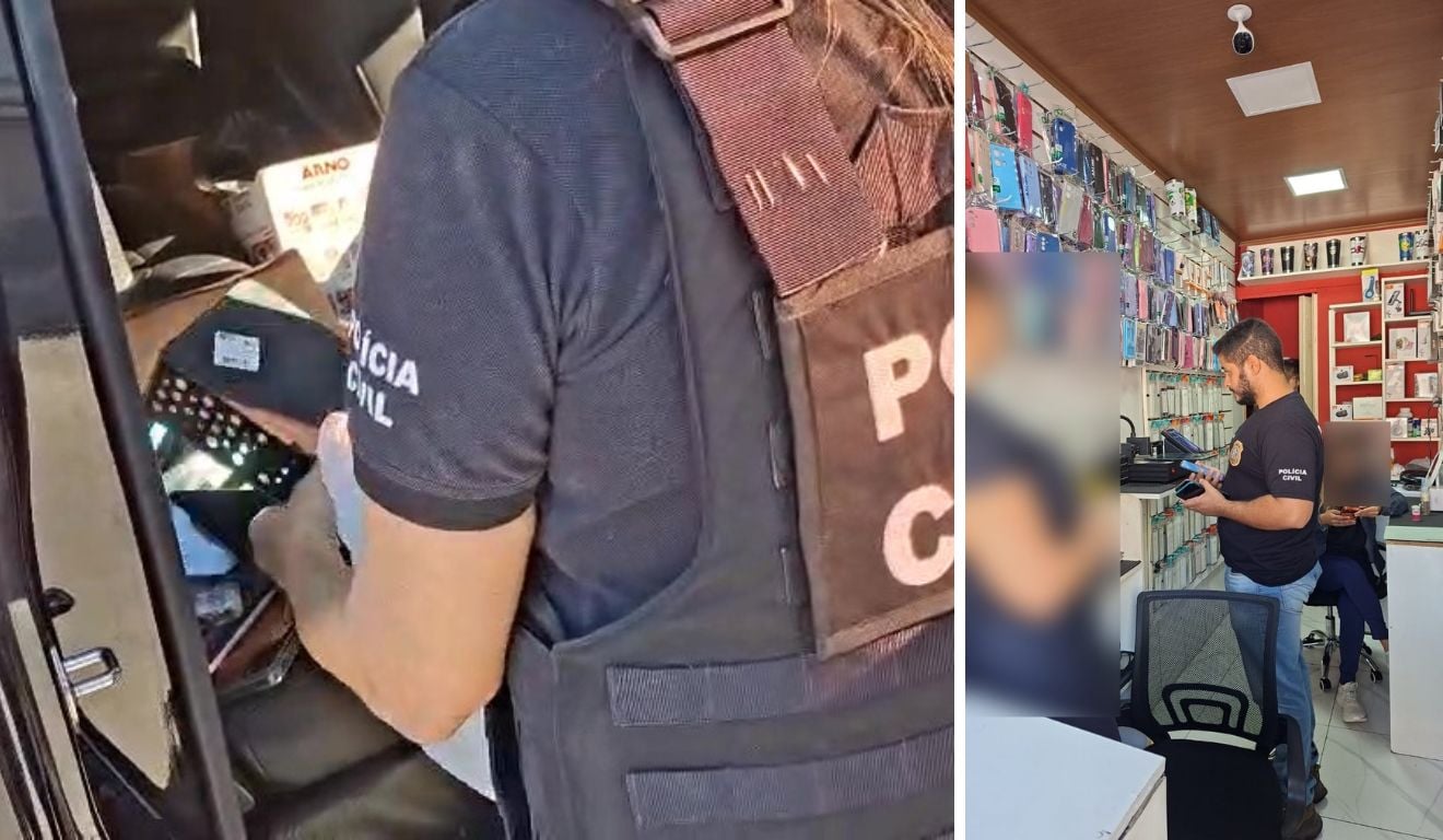 Policiais apreendem celulares em lojas fiscalizadas na Grande Vitória