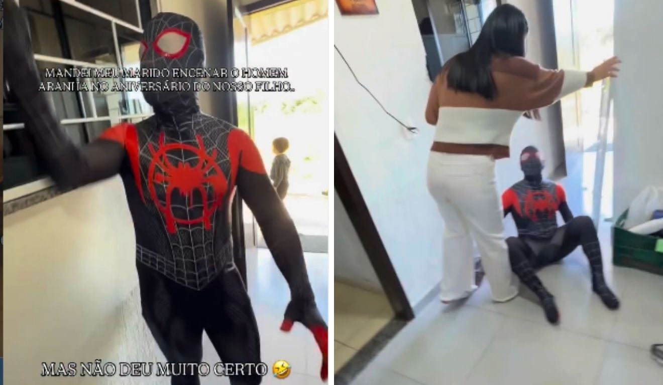Deu ruim! Pai vira Homem-Aranha para surpreender filho, derruba janela e foge da cena; veja vídeo - QTU Questões do Universo