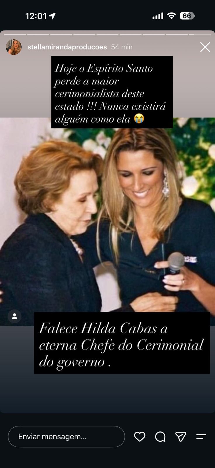Morre dona Hilda Cabas, ex-chefe do Cerimonial do governo do ES, aos 98 anos (Foto: Reprodução/Instagram @stellamirandaproducoes)