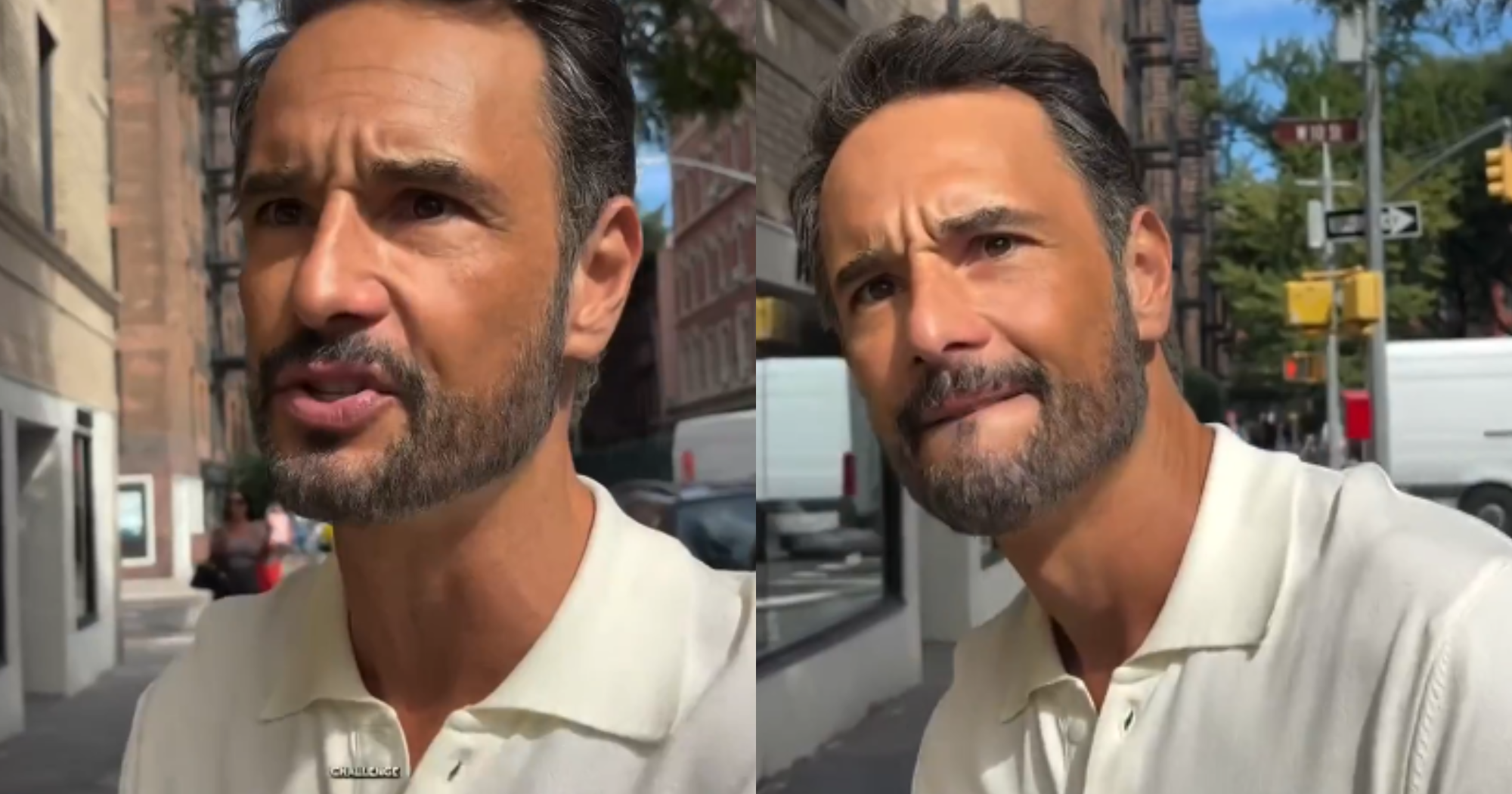 Irreconhecível, Rodrigo Santoro é abordado por influenciador e reage: “Eu finjo…”