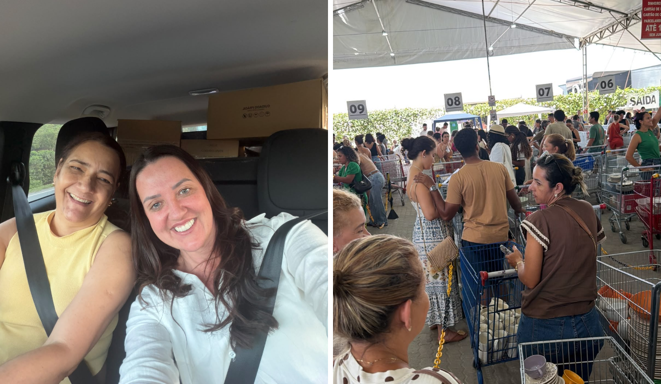 Vale o bate e volta? Amigas viajam 4 horas até feirão no ES e compram 28 caixas de louças