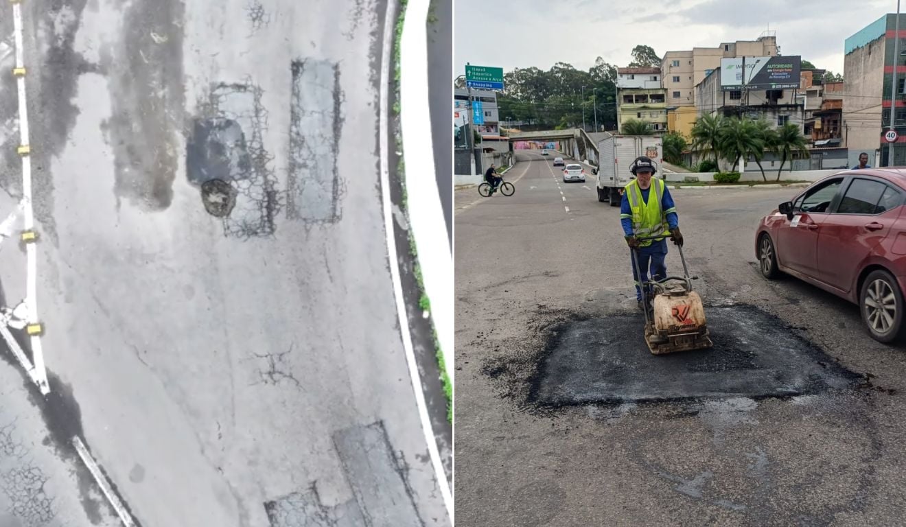 Buraco na descida da Terceira Ponte é reparado após danos a carros