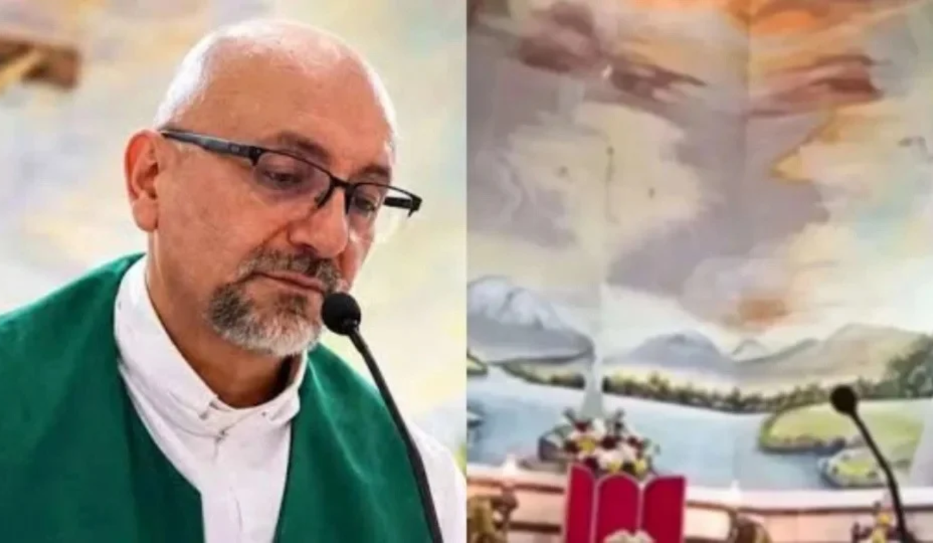 Padre morre após ser atingido por cruz gigante que caiu de igreja