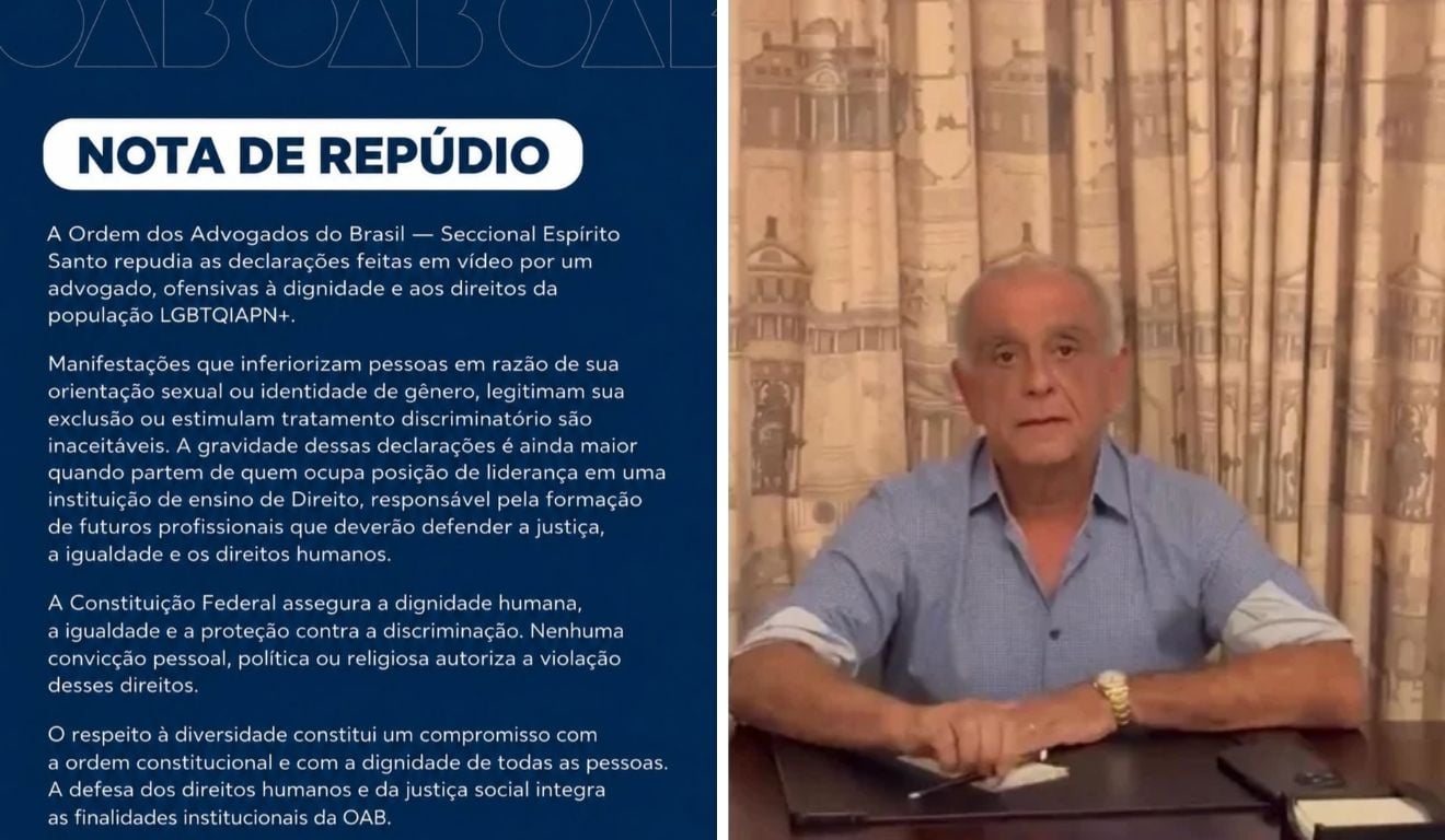 Entenda: OAB-ES divulga nota de repúdio a declarações de diretor de faculdade sobre pessoas LGBTQIAPN+